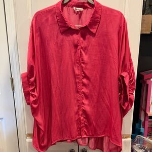 Ava & Viv Vibrant Pink Button-Down Shirt
